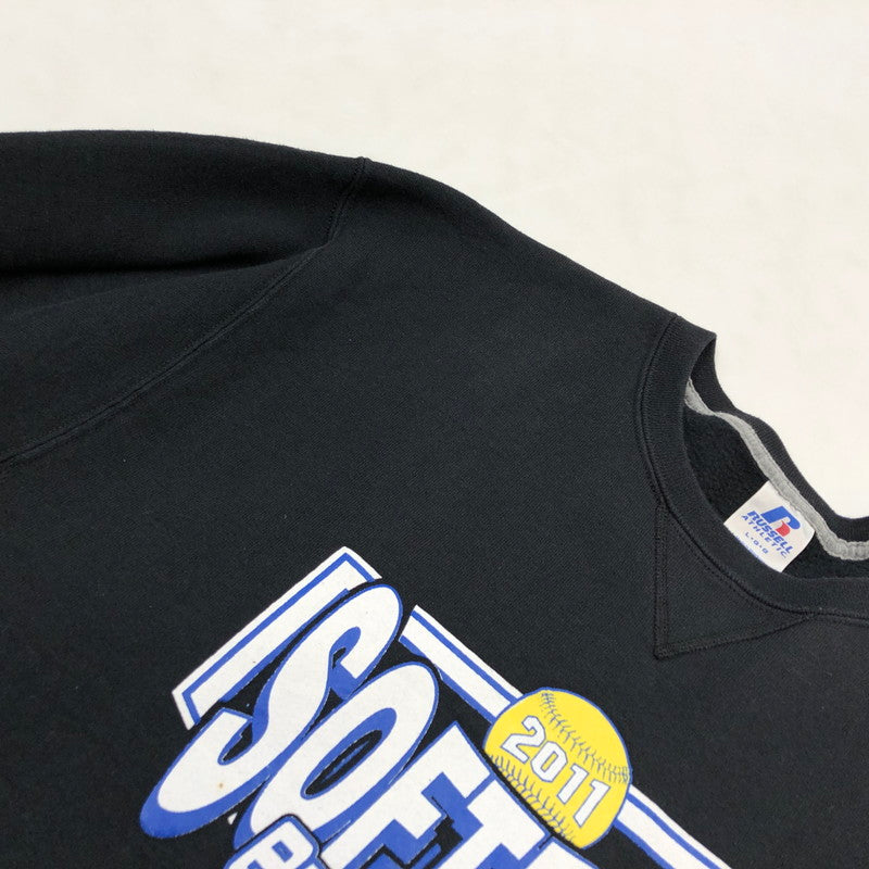 【現状渡し品】【メンズ】 RUSSELL ATHLETIC ラッセルアスレティック 00S 2011 SOFTBALL CREW NECK SWEAT 2011ソフトボール クルーネックスウェット トレーナー トップス 146-260101-hn-08-fur サイズ：L カラー：ブラック 万代Net店