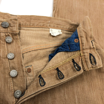 【中古品】【メンズ】 SUGAR CANE シュガーケーン BUTTON FLY DENIM PANT 砂糖黍 柿渋染 ボタンフライ デニムパンツ ボトムス 156-260615-hn-09-fur サイズ：32×34 カラー：ブラウン 万代Net店