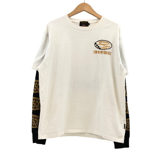 【中古品】【メンズ】 VANSON バンソン L/S Tee 長袖Tシャツ 重ね着風 トップス 145-260318-hn-03-fur サイズ：XL カラー：ホワイト/ブラック 万代Net店