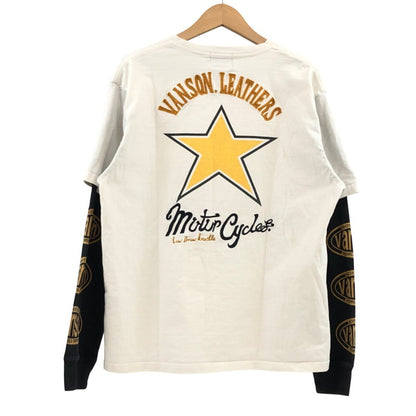 【中古品】【メンズ】 VANSON バンソン L/S Tee 長袖Tシャツ 重ね着風 トップス 145-260318-hn-03-fur サイズ：XL カラー：ホワイト/ブラック 万代Net店