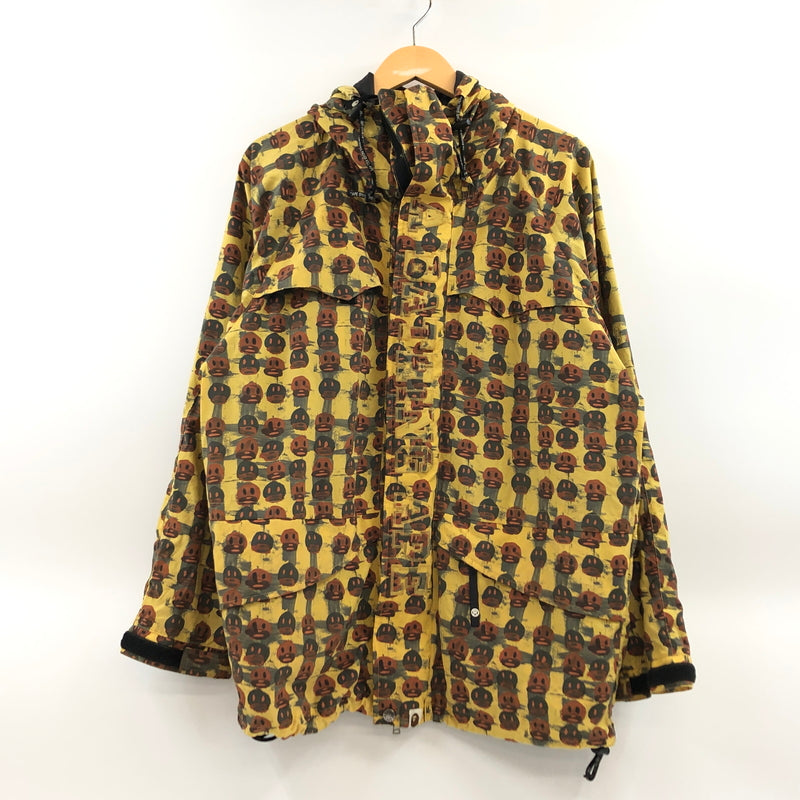 【現状渡し品】【メンズ】 A BATHING APE アベイシングエイプ ×PEEL SLOWLY AND SEE ピールスローリーアンドシー NYLON JACKET ナイロンジャケット アウター 142-260615-hn-12-fur サイズ：M カラー：イエロー/ブラウン系 万代Net店