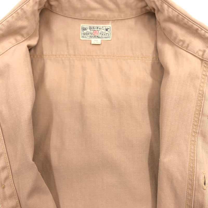 【中古品】【メンズ】 BUZZ RICKSON'S バズリクソンズ HERRINGBONE WORK SHIRT BR26081 ヘリンボーン ワークシャツ 長袖シャツ トップス 145-260615-hn-13-fur サイズ：15-15 1/2 カラー：ベージュ系 万代Net店