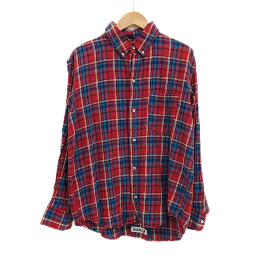 【現状渡し品】【メンズ】 KATO カトー ボタンダウンシャツ カジュアルシャツ 長袖 トップス 145-250309-hn-01-fur サイズ：M カラー：レッド/ブルー系 万代Net店