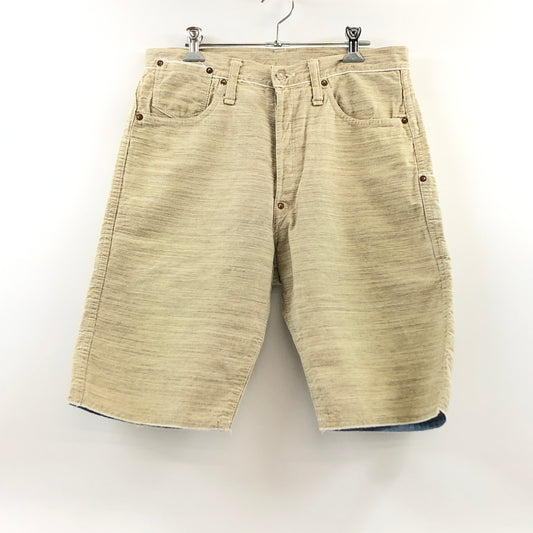 【中古品】【メンズ】 SUGAR CANE シュガーケーン BUTTON FLY HALF PANT 砂糖黍 ボタンフライ ハーフパンツ デニムパンツ ボトムス 156-260615-hn-14-fur サイズ：32 カラー：ベージュ系 万代Net店