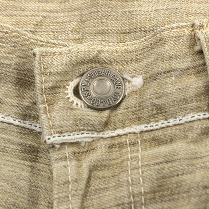 【中古品】【メンズ】 SUGAR CANE シュガーケーン BUTTON FLY HALF PANT 砂糖黍 ボタンフライ ハーフパンツ デニムパンツ ボトムス 156-260615-hn-14-fur サイズ：32 カラー：ベージュ系 万代Net店
