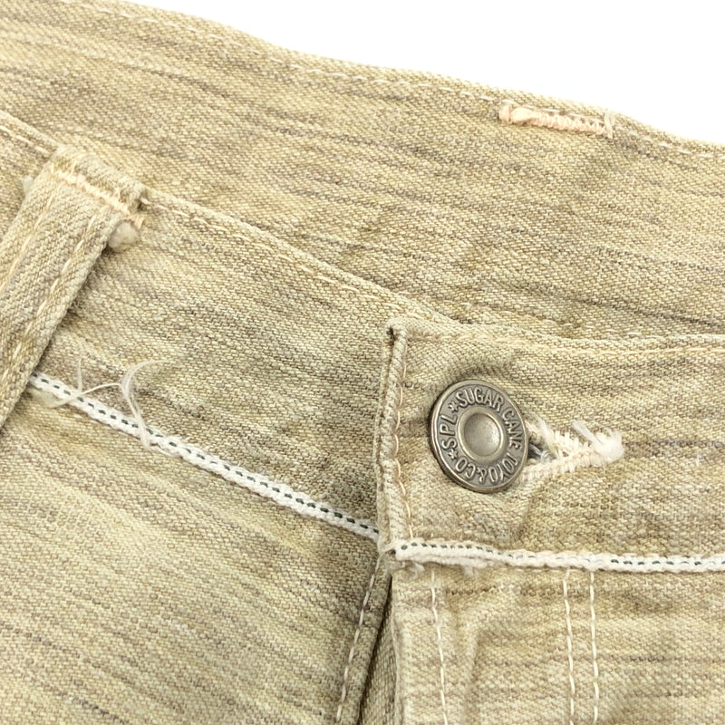 【中古品】【メンズ】 SUGAR CANE シュガーケーン BUTTON FLY HALF PANT 砂糖黍 ボタンフライ ハーフパンツ デニムパンツ ボトムス 156-260615-hn-14-fur サイズ：32 カラー：ベージュ系 万代Net店