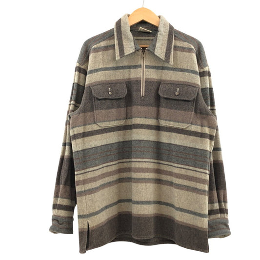 【中古品】【メンズ】 Neyries ネイリーズ ハーフジップシャツ ウール混 長袖 トップス 146-260318-hn-06-fur サイズ：L カラー：グレー/ブラウン系 万代Net店