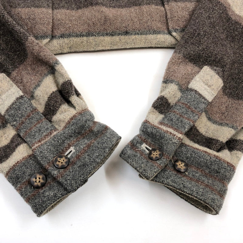 【中古品】【メンズ】 Neyries ネイリーズ ハーフジップシャツ ウール混 長袖 トップス 146-260318-hn-06-fur サイズ：L カラー：グレー/ブラウン系 万代Net店