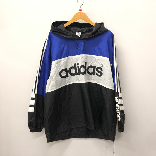 【中古品】【メンズ】 adidas アディダス デサント製 PULLOVER NYLON PARKA プルオーバー ナイロンパーカー トップス 148-240228-ma-3-tei サイズ：M-L カラー：ブルー 万代Net店