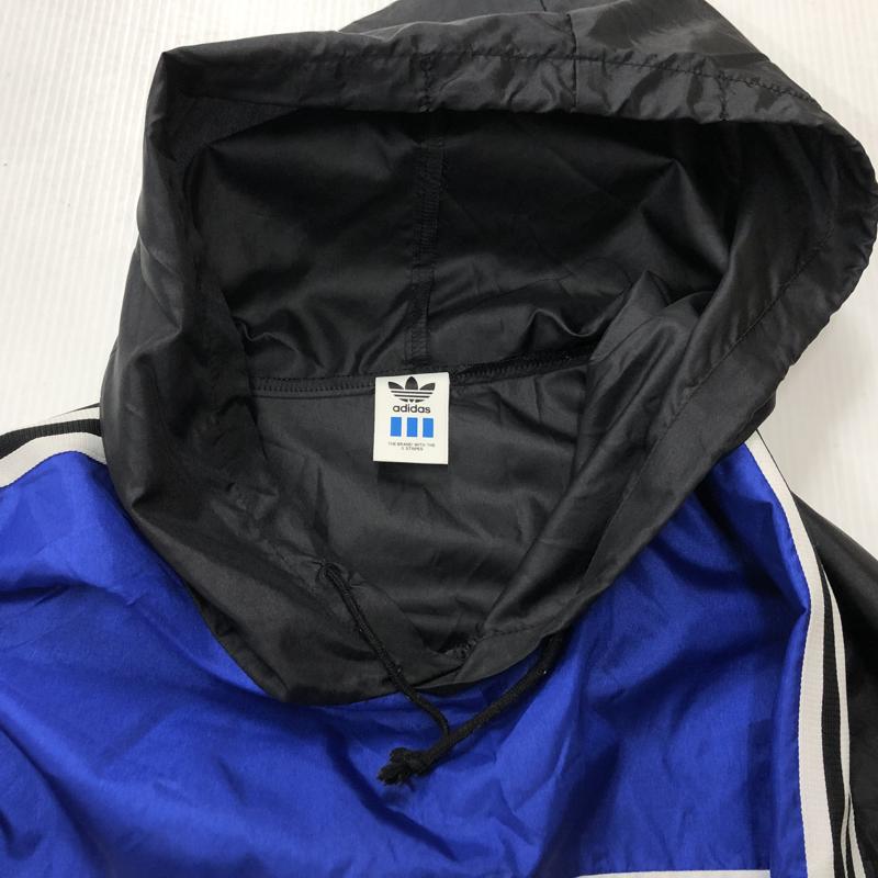 【中古品】【メンズ】 adidas アディダス デサント製 PULLOVER NYLON PARKA プルオーバー ナイロンパーカー トップス 148-240228-ma-3-tei サイズ：M-L カラー：ブルー 万代Net店