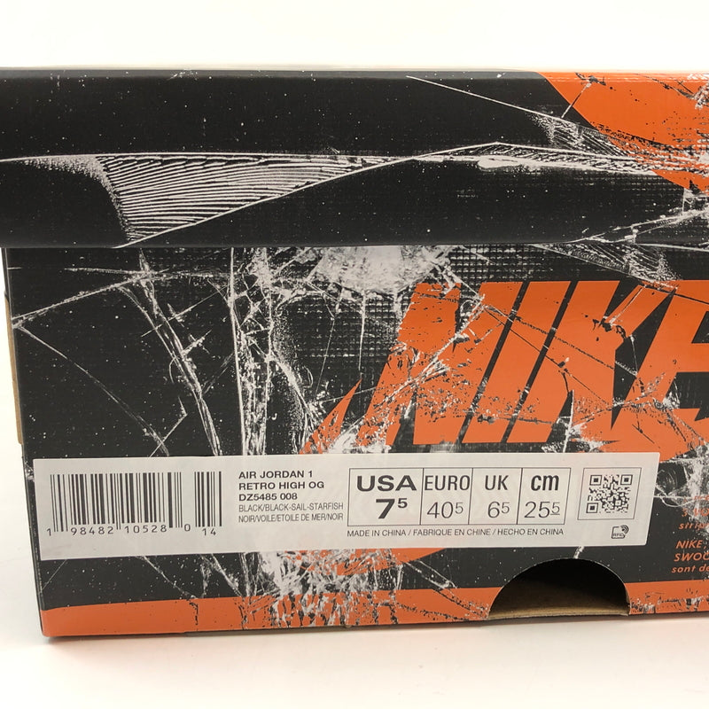 【中古品】【メンズ/レディース】 NIKE ナイキ AIR JORDAN 1 RETRO HIGH OG DZ5485-008 エアジョーダン1 レトロ ハイ OG スニーカー シューズ 靴 160-260617-hn-03-fur サイズ：25.5cm US7.5 カラー：ブラック/セイル/スターフィッシュ 万代Net店