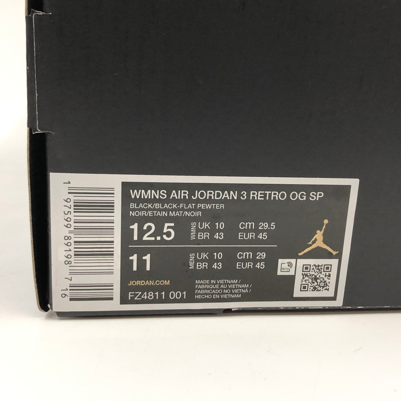 【中古品】【メンズ】 NIKE ナイキ × A MA MANIERE アママニエール WOMEN'S AIRJORDAN3 RETRO OG SP FZ4811-001 ウィメンズ エアジョーダン3 レトロ OG SP スニーカー 160-260617-hn-04-fur サイズ：29.5cm US12.5 カラー：ブラック/フラットピューター 万代Net店