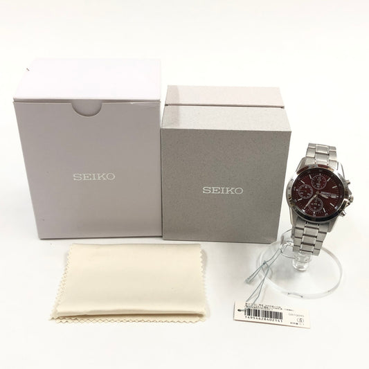【中古美品】【メンズ】 SEIKO セイコー CHRONOGRAPH WATCH 7T92-0DW0 赤文字盤 クロノグラフ アナログ 腕時計 197-260617-hn-06-fur カラー：シルバー/レッド系 万代Net店