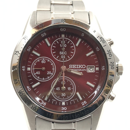 【中古美品】【メンズ】 SEIKO セイコー CHRONOGRAPH WATCH 7T92-0DW0 赤文字盤 クロノグラフ アナログ 腕時計 197-260617-hn-06-fur カラー：シルバー/レッド系 万代Net店