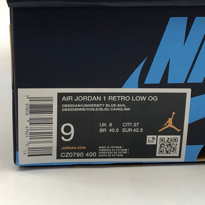 【中古品】【メンズ】 NIKE ナイキ AIR JORDAN 1 RETRO LOW OG "OBSIDIAN" CZ0790-400 エアジョーダン1 レトロ ロー OG オブシディアン スニーカー シューズ 靴 160-260905-hn-03-fur サイズ：27.0cm US9 カラー：ホワイト/ブルー/ブラック 万代Net店