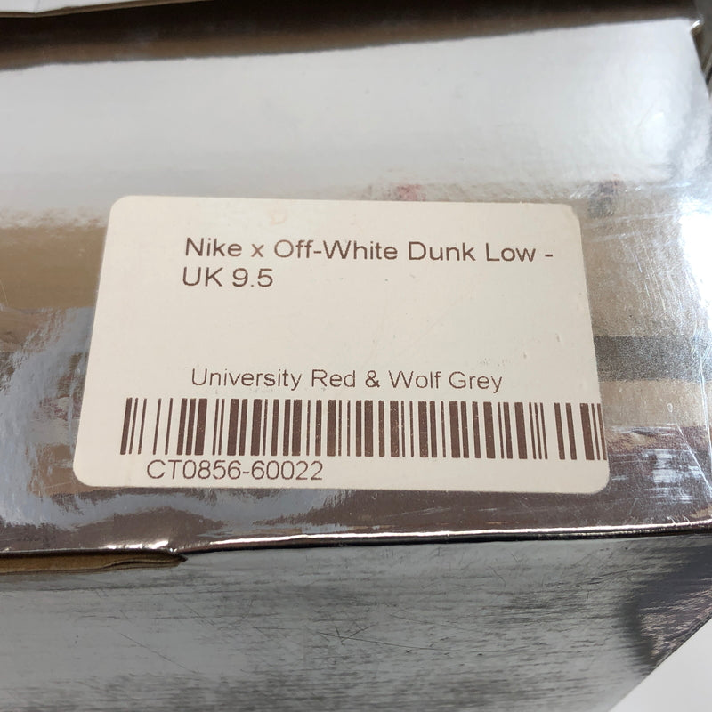 【中古品】【メンズ】 NIKE ナイキ × OFF-WHITE オフホワイト DUNK LOW CT0856-600 ダンク ロー スニーカー シューズ 靴 160-260618-hn-03-fur サイズ：28.5cm US10.5 カラー：ユニバーシティレッド/ウルフグレー 万代Net店