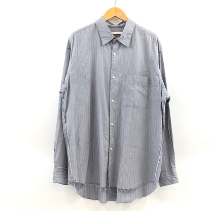 【中古品】【メンズ】 WYM LIDNM ウィム バイ リドム CUT-OFF HEM STRIPE SHIRT WYSH1344 カットオフ ヘム ストライプシャツ カジュアルシャツ 長袖 トップス 140-260906-hn-09-fur サイズ：L カラー：グレー 万代Net店