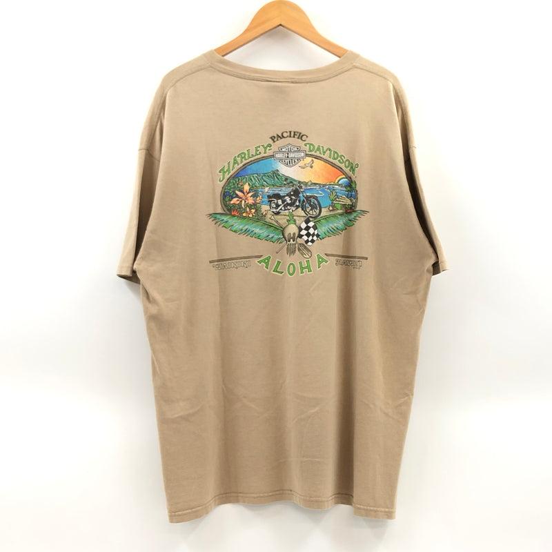【現状渡し品】【メンズ】 HARLEY-DAVIDSON ハーレーダビッドソン 90S WAIKIKI HAWAI'I S/S TEE c1999 半袖Tシャツ トップス 146-260620-hn-01-fur サイズ：XL カラー：ベージュ系 万代Net店
