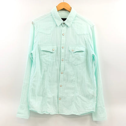 【中古品】【メンズ】 AKM エイケイエム WESTERN L/S SHIRT S110 長袖ウエスタンシャツ カジュアルシャツ トップス 140-260907-hn-01-fur サイズ：XL カラー：ライトブルー 万代Net店
