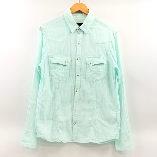 【中古品】【メンズ】 AKM エイケイエム WESTERN L/S SHIRT S110 長袖ウエスタンシャツ カジュアルシャツ トップス 140-260907-hn-01-fur サイズ：XL カラー：ライトブルー 万代Net店