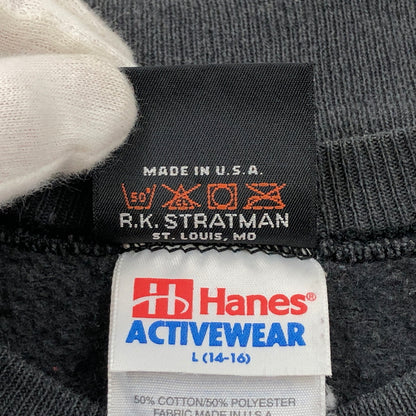 【現状渡し品】【キッズ】 HARLEY-DAVIDSON ハーレーダビッドソン × HANES BODY ヘインズボディ 90S EMBLEM SWEATSHIRT スウェットシャツ トレーナー トップス 146-260621-hn-07-fur サイズ：L(14-16) カラー：ブラック系 万代Net店