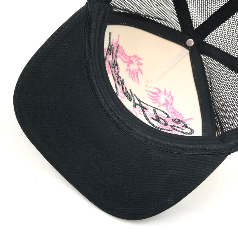 【中古品】【メンズ/レディース】 ED HARDY エドハーディ DRAGON TRUCKER SNAPBACK ドラゴン トラッカー スナップバック ベースボールキャップ 帽子 185-260910-hn-06-fur サイズ：F カラー：ブラック/ホワイト/ピンク 万代Net店