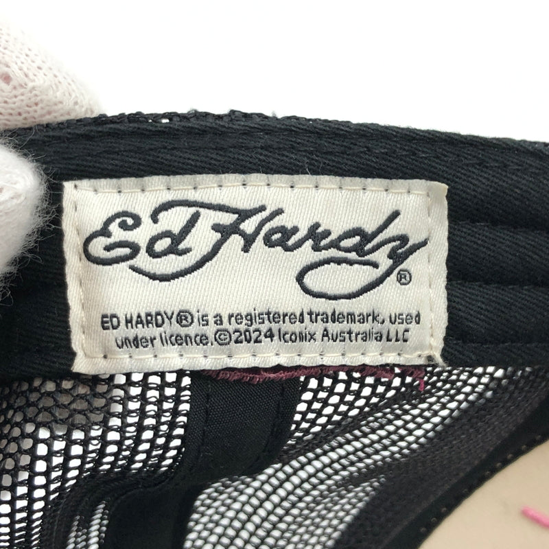 【中古品】【メンズ/レディース】 ED HARDY エドハーディ DRAGON TRUCKER SNAPBACK ドラゴン トラッカー スナップバック ベースボールキャップ 帽子 185-260910-hn-06-fur サイズ：F カラー：ブラック/ホワイト/ピンク 万代Net店