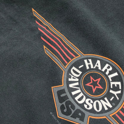 【現状渡し品】【メンズ】 HARLEY-DAVIDSON ハーレーダビッドソン × HANES BEEFY ヘインズビーフィー c2001 00S AMSTERDAM DEALER TEE 半袖Tシャツ トップス 146-260621-hn-09-fur サイズ：3XL カラー：ブラック 万代Net店