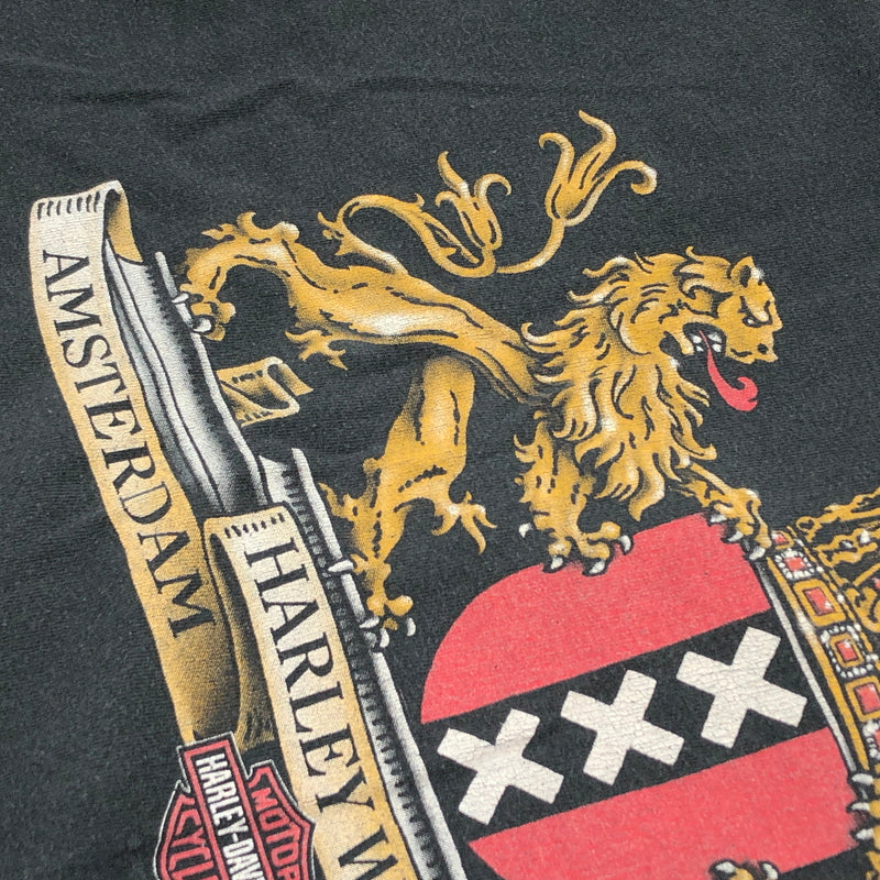 【現状渡し品】【メンズ】 HARLEY-DAVIDSON ハーレーダビッドソン × HANES BEEFY ヘインズビーフィー c2001 00S AMSTERDAM DEALER TEE 半袖Tシャツ トップス 146-260621-hn-09-fur サイズ：3XL カラー：ブラック 万代Net店
