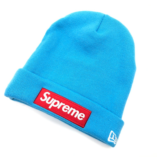 【中古品】【メンズ/レディース】 SUPREME シュプリーム × NEWERA ニューエラ 25FW BOX LOGO BEANIE ボックスロゴ ビーニー ニットキャップ 帽子 149-260621-hn-10-fur サイズ：ONE SIZE カラー：ブルー系 万代Net店