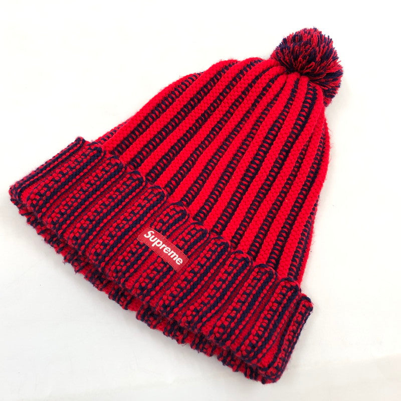 【中古品】【メンズ/レディース】 Supreme シュプリーム CONTRAST STRIPE BEANIE コントラスト ストライプ ビーニー ニットキャップ 帽子 149-260110-hn-03-fur サイズ：フリーサイズ カラー：レッド/ブラック 万代Net店
