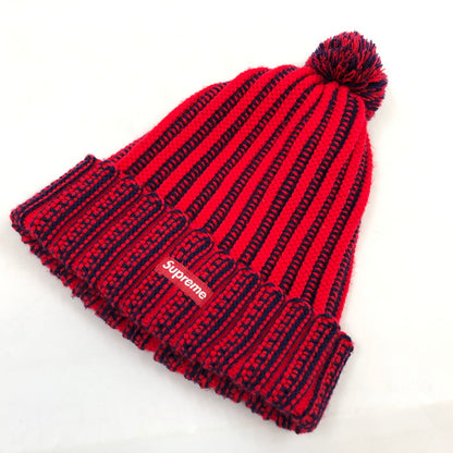 【中古品】【メンズ/レディース】 Supreme シュプリーム CONTRAST STRIPE BEANIE コントラスト ストライプ ビーニー ニットキャップ 帽子 149-260110-hn-03-fur サイズ：フリーサイズ カラー：レッド/ブラック 万代Net店