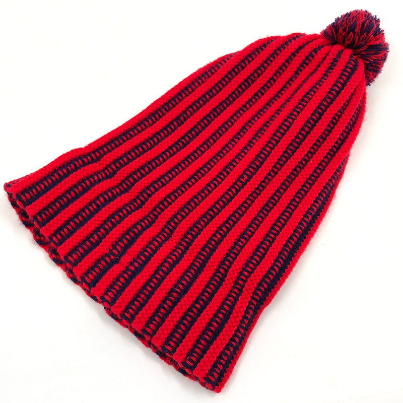【中古品】【メンズ/レディース】 Supreme シュプリーム CONTRAST STRIPE BEANIE コントラスト ストライプ ビーニー ニットキャップ 帽子 149-260110-hn-03-fur サイズ：フリーサイズ カラー：レッド/ブラック 万代Net店