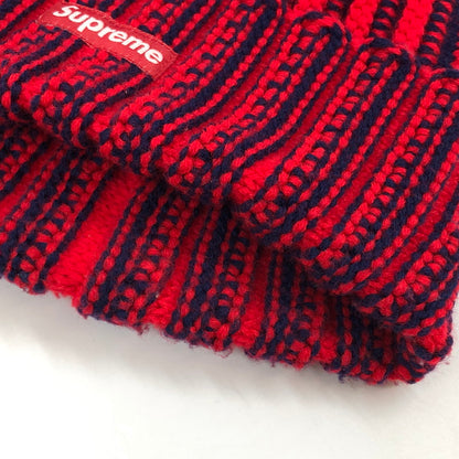 【中古品】【メンズ/レディース】 Supreme シュプリーム CONTRAST STRIPE BEANIE コントラスト ストライプ ビーニー ニットキャップ 帽子 149-260110-hn-03-fur サイズ：フリーサイズ カラー：レッド/ブラック 万代Net店
