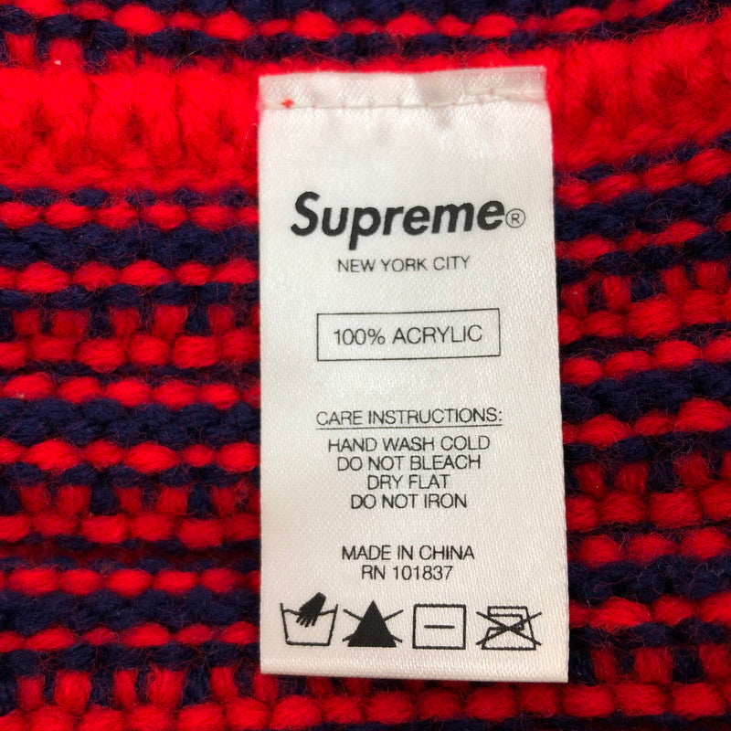 【中古品】【メンズ/レディース】 Supreme シュプリーム CONTRAST STRIPE BEANIE コントラスト ストライプ ビーニー ニットキャップ 帽子 149-260110-hn-03-fur サイズ：フリーサイズ カラー：レッド/ブラック 万代Net店