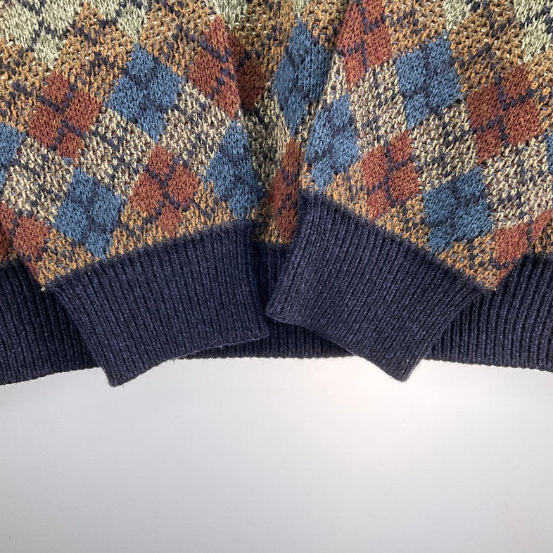 【中古品】【メンズ】 TOWNCRAFT EST.1927 ニットセーター　ダイヤモンド柄 147-260321-SS-01-iwa サイズ：L 万代Net店
