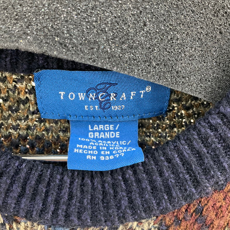 【中古品】【メンズ】 TOWNCRAFT EST.1927 ニットセーター　ダイヤモンド柄 147-260321-SS-01-iwa サイズ：L 万代Net店