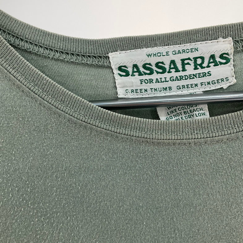 【現状渡し品】【メンズ】 SASSAFRAS Tシャツ 144-260321-SS-08-iwa サイズ：L カラー：グリーン 万代Net店