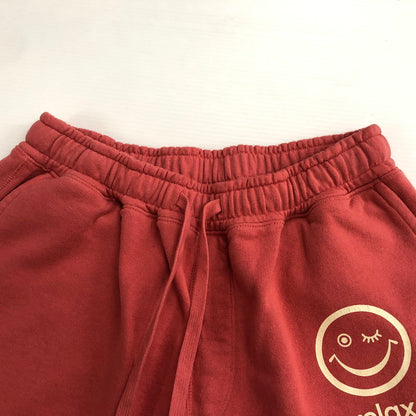 【中古品】【メンズ】  パーフェクトリブス × ア ラブ ムーブメント PERFECT RIBS×A LOVE MOVEMENT "NO PROBLEM & TAKE IT EASY"STRAIGHT WIDE PANTS ワイド パンツ ボトムス 151-240722-rk-1-tei サイズ：L カラー：レッド 万代Net店