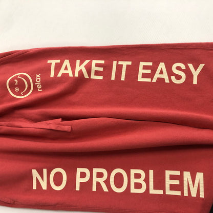 【中古品】【メンズ】  パーフェクトリブス × ア ラブ ムーブメント PERFECT RIBS×A LOVE MOVEMENT "NO PROBLEM & TAKE IT EASY"STRAIGHT WIDE PANTS ワイド パンツ ボトムス 151-240722-rk-1-tei サイズ：L カラー：レッド 万代Net店