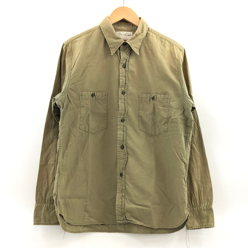 【現状渡し品】【メンズ】 THE REAL MCCOYS ザリアルマッコイズ NAVAL CLOTHING FACTORY LS SHIRT ネイバル クロージング ファクトリー 長袖シャツ カジュアルシャツ トップス 145-260910-hn-11-fur サイズ：15 カラー：オリーブ系 万代Net店