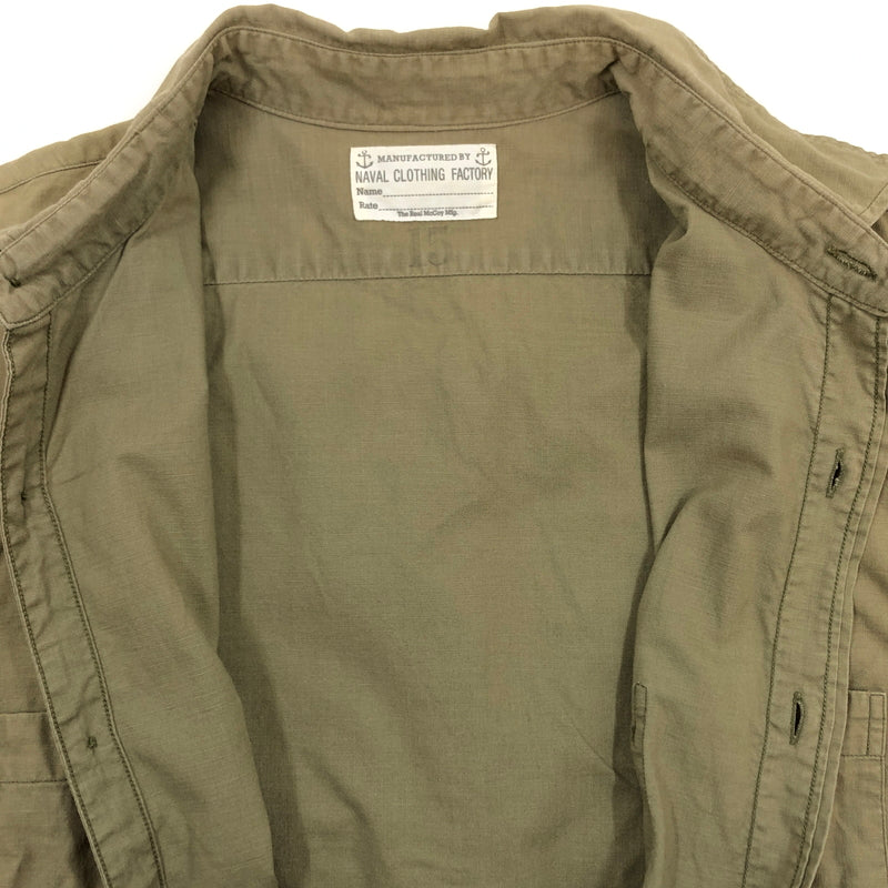 【現状渡し品】【メンズ】 THE REAL MCCOYS ザリアルマッコイズ NAVAL CLOTHING FACTORY LS SHIRT ネイバル クロージング ファクトリー 長袖シャツ カジュアルシャツ トップス 145-260910-hn-11-fur サイズ：15 カラー：オリーブ系 万代Net店