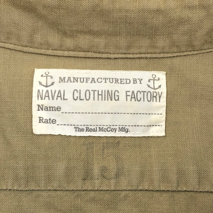 【現状渡し品】【メンズ】 THE REAL MCCOYS ザリアルマッコイズ NAVAL CLOTHING FACTORY LS SHIRT ネイバル クロージング ファクトリー 長袖シャツ カジュアルシャツ トップス 145-260910-hn-11-fur サイズ：15 カラー：オリーブ系 万代Net店