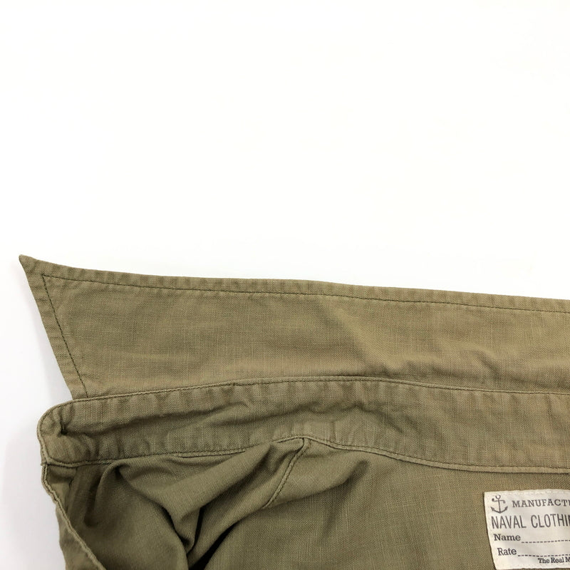 【現状渡し品】【メンズ】 THE REAL MCCOYS ザリアルマッコイズ NAVAL CLOTHING FACTORY LS SHIRT ネイバル クロージング ファクトリー 長袖シャツ カジュアルシャツ トップス 145-260910-hn-11-fur サイズ：15 カラー：オリーブ系 万代Net店