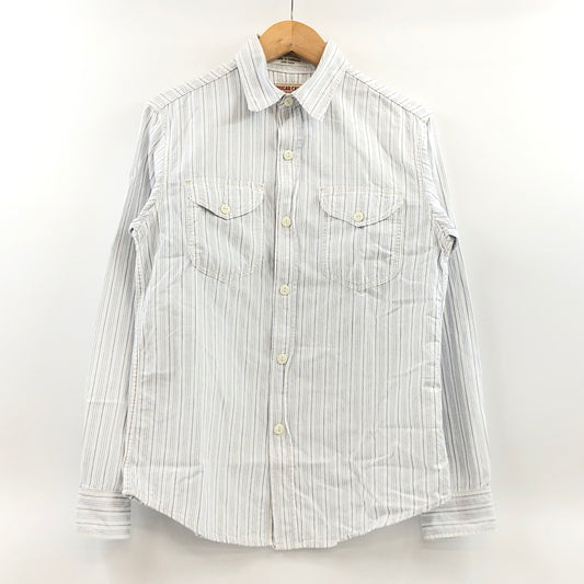 【中古品】【メンズ】 SUGAR CANE シュガーケーン STRIPE LS SHIRT ストライプ 長袖シャツ カジュアルシャツ トップス 145-260910-hn-13-fur サイズ：M カラー：ホワイト/ブルー 万代Net店