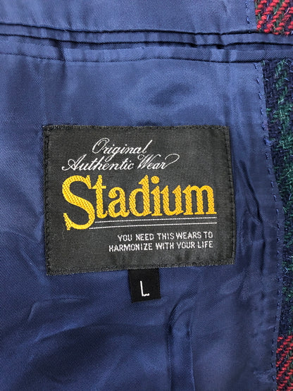 【現状渡し品】【メンズ】 STADIUM スタジアム ウールチェックジャケット アウター 145-260818-AS-1-hon サイズ：L カラー：レッド/グリーン 万代Net店