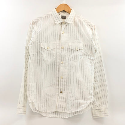【現状渡し品】【メンズ】 DELUXE デラックス STRIPE COTTON LS SHIRT ストライプ コットン 長袖シャツ トップス 145-260912-hn-01-fur サイズ：M カラー：ホワイト 万代Net店