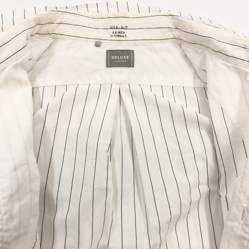 【現状渡し品】【メンズ】 DELUXE デラックス STRIPE COTTON LS SHIRT ストライプ コットン 長袖シャツ トップス 145-260912-hn-01-fur サイズ：M カラー：ホワイト 万代Net店