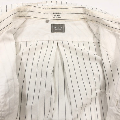 【現状渡し品】【メンズ】 DELUXE デラックス STRIPE COTTON LS SHIRT ストライプ コットン 長袖シャツ トップス 145-260912-hn-01-fur サイズ：M カラー：ホワイト 万代Net店