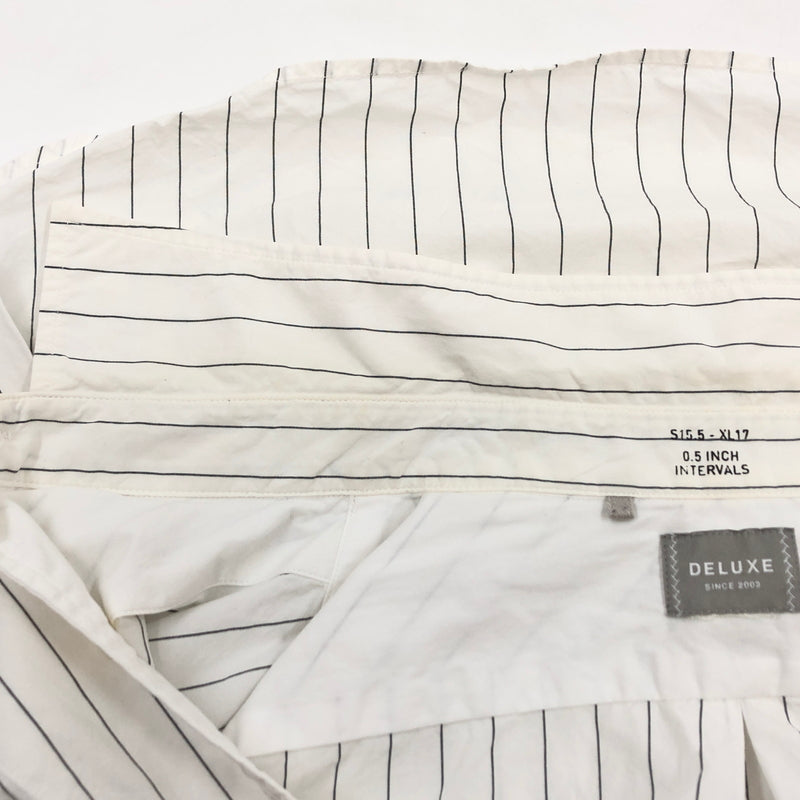 【現状渡し品】【メンズ】 DELUXE デラックス STRIPE COTTON LS SHIRT ストライプ コットン 長袖シャツ トップス 145-260912-hn-01-fur サイズ：M カラー：ホワイト 万代Net店